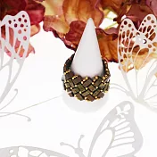 【PinkyPinky Boutique】24K金日本珠 編織紋個性戒指 (琉璃深綠)