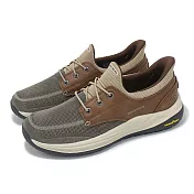 Skechers 休閒鞋 Meroe-Alden Slip-Ins 男鞋 棕 灰 懶人鞋 馬克縫帆船鞋 205467TPBR