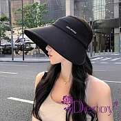 【Decoy】純色環繞 加大防曬空頂漁夫遮陽帽/ 黑色
