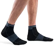 【紐西蘭Icebreaker】男 短筒輕薄毛圈慢跑襪(+) M 黑/深鐵灰