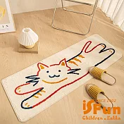 【iSFun】伸長小貓 加長保暖羊羔絨床邊地毯墊40x120cm