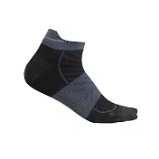 【紐西蘭Icebreaker】男 輕薄毛圈慢跑踝襪(+) S 黑/深鐵灰
