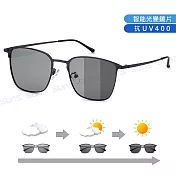 【SUNS】UV400智能感光變色偏光太陽眼鏡 文青細框墨鏡 防藍光/防眩光/抗UV400 S906