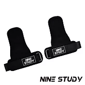 【NINE STUDY】防滑重訓拉力帶 皮革PRO款 兩只入 硬拉 護掌 護碗 握推 重訓 引體向上輔助帶(兩色任選) 黑色