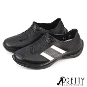 【Pretty】男女 女大尺碼 防水鞋 雨鞋 休閒鞋 工作鞋 輕量 防水 EU37 黑色