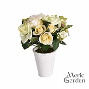 【Meric Garden】高仿真台灣蝶戀花影玫瑰花藝花瓶組/裝飾花瓶/桌面擺飾_ 黃色