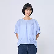 好我_Pamela花摺袖棉質立體打摺上衣/ FREE 紫籐籃