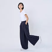 好我_Ken棉麻後腰鬆緊打摺寬褲/Free Size 其他 丈藍