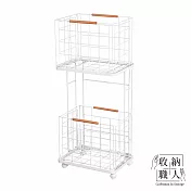 【收納職人】日式簡約多功能雙層大容量洗衣分類收納籃/洗衣籃推車/衣物收納架_ 白色