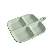 【Homely Zakka】北歐單柄陶瓷分隔餐盤/四格分隔盤_4色任選 奶油綠