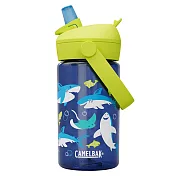 【美國 CamelBak】400ml Flip Straw 兒童吸管運動水瓶RENEW 鯊魚樂園