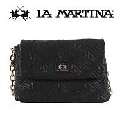 【LA MARTINA】限量2折 頂級皮革肩背包側背包 LMBA01385T 全新專櫃展示品(黑色)