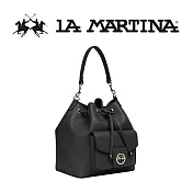【LA MARTINA】限量2折 頂級皮革桶包手提包肩背包 LMBA01813P 全新專櫃展示品(黑色)