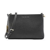 Michael Kors TRISHA 素面荔枝皮革三層斜背包- 黑