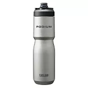 【美國 CamelBak】650ml Podium 競速真空保冰單車水瓶- 金屬銀