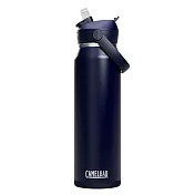 【美國 CamelBak】1000ml Flip Straw不鏽鋼多水吸管保溫瓶(保冰)- 海軍藍