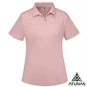 【ATUNAS 歐都納】女款循環酷涼節能抑菌短袖POLO衫/大尺碼A1PS2513WC- M 霧粉