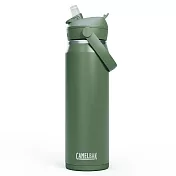 【美國 CamelBak】750ml Flip Straw不鏽鋼多水吸管保溫瓶(保冰)- 青苔綠