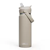 【美國 CamelBak】600ml Flip Straw不鏽鋼多水吸管保溫瓶(保冰)- 象牙白