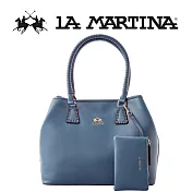 【LA MARTINA】限量2折 頂級皮革托特包肩背包 LMBA01819P 全新專櫃展示品(淡藍色)