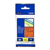 兄弟牌 BROTHER 螢光橙底黑字 12mmx5M 螢光標籤帶 / 包 TZe-B31