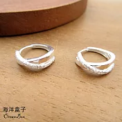 優雅大方交叉水鑽設計S925純銀針式易扣耳環.圈圈耳環