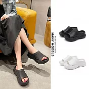 【Amoscova】輕量增高矮子樂涼拖鞋 厚底鞋(1727) L 黑色(40-41)