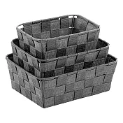 《KELA》Alvaro長方編織收納籃3件 | 整理籃 置物籃 - 岩灰