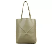 LOEWE Puzzle 亮面小牛皮摺疊托特包 (尤加利綠)