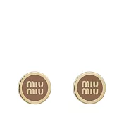 MIU MIU Logo 標誌琺瑯及金屬針式耳環 (焦糖色)