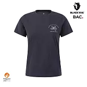 BLACKYAK 女 FLOWER圖騰短袖上衣 L 海軍藍