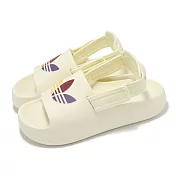 adidas 涼鞋 Adifom Adilette J 大童 女鞋 奶油白 休閒鞋 三葉草 愛迪達  JP5521 25cm WHITE/PURPLE
