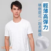 IOIIOI歐洲貴族 短袖涼感圓領衫 緹花透氣TEE 超柔防皺 25520910 M 白色