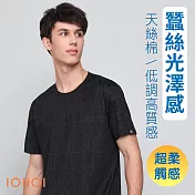 IOIIOI歐洲貴族 冰涼感圓領TEE 短袖圓領衫 緹花透氣TEE 絲綢超柔防皺 舒適手感 25521590 M 黑色