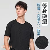 IOIIOI歐洲貴族 天絲棉圓領TEE 短袖T恤 修身顯瘦 舒適高彈力 防皺 25521890 M 黑色