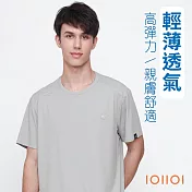 IOIIOI歐洲貴族 彈力T恤 奢華質感 天絲棉圓領衫 涼感 輕盈柔軟 防皺 25522160 M 灰色