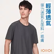 IOIIOI歐洲貴族 運動圓領TEE 短袖T恤 透氣排韓 高彈力 防皺 25522290 M 深灰色