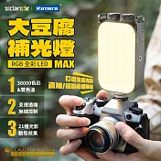Sidande大豆腐MAX RGB補光燈｜36000色+無線遙控｜CRI≥96影視級顯色 適合直播、微距攝影的輕便補光燈