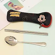 【迪士尼 Disney】迪士尼輕便餐具兩件組 環保筷匙 米奇