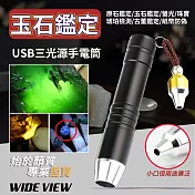 【WIDE VIEW】三光源玉石專用手電筒(三色燈 珠寶鑑定 玉石翡翠鑑定 玉石燈 驗鈔手電筒 紫光燈/2310)