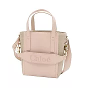 Chloe 新款 Sense小牛皮拼接帆布小號托特包- 粉色