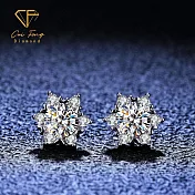 【CF鑽飾】耳環《星光雪花》莫桑鑽 1克拉 耳釘 耳針