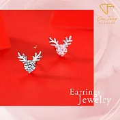 【CF鑽飾】耳環《銀翼雪鹿》莫桑鑽 1克拉 耳釘 耳針