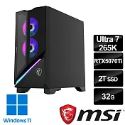msi微星 Infinite X3 AI 2-087TW電競桌機(Ultra 7 265K/32G/2T SSD/RTX5070Ti-16G/W11)