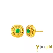 【Just Gold 鎮金店】翠金方華 黃金耳環 (網路限定)