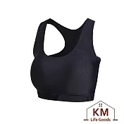 【KM生活】臺灣製MIT頂級涼感天絲棉空氣感運動內衣/無鋼圈美背無痕內衣3入/組 2色任選 黑色