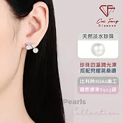 【CF鑽飾】耳環《糖漬甜櫻》天然淡水珍珠x莫桑鑽 耳針 耳飾