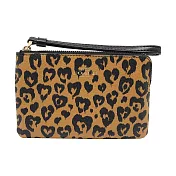 COACH 印花皮革L型拉鍊手拿包-愛心豹紋