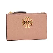 Tory burch 簍空雙T LOGO卡夾零錢包-粉紅色