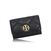 Tory burch 菱格紋鑰匙卡夾包-黑色